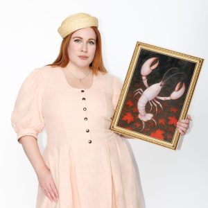 Laura Larkins in the Lavender Lobster Bisque Dress